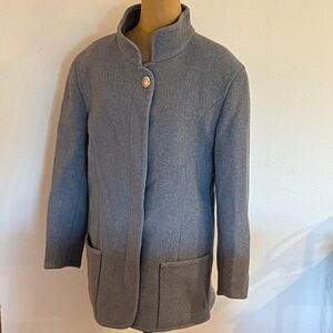Schneiders sz M wool coat Salzburg Austria Grayish blue button front jacket VGUC